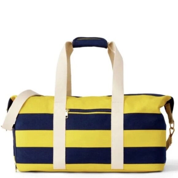 NEW!! Rowing Blazers Target Rugby Stripe Preppy Weekender Yellow Blue Duffel Bag - Picture 5 of 16